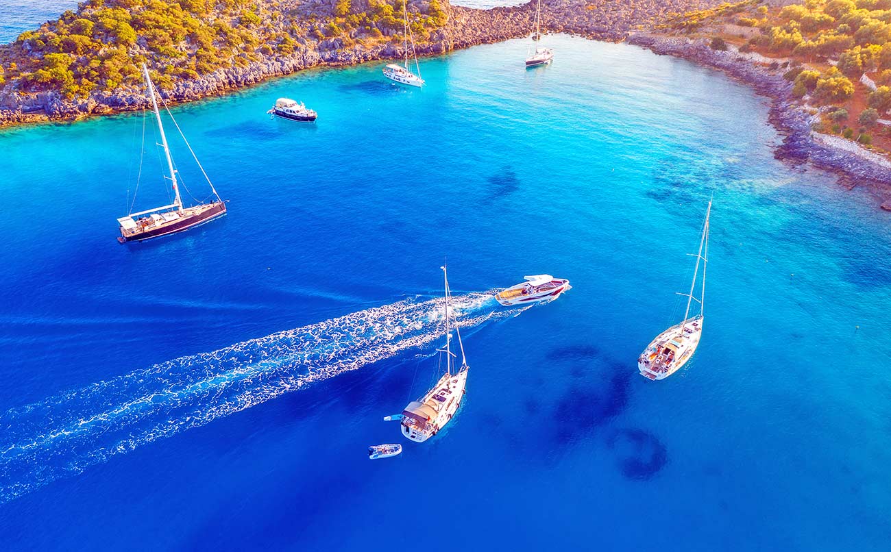 Aerial View of Yachts and Boats in Turkey Oludeniz