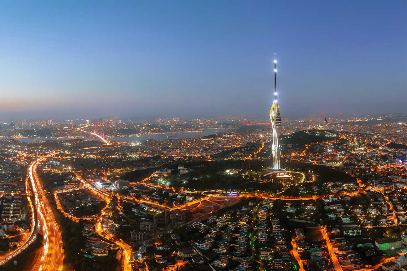 Camlica Tower and Istanbul View at Night