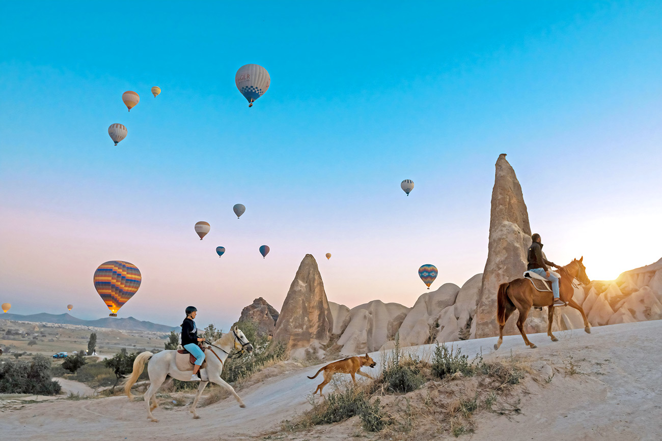 Cappadocia Fairy Chimney Hot Air Balloons and Horses