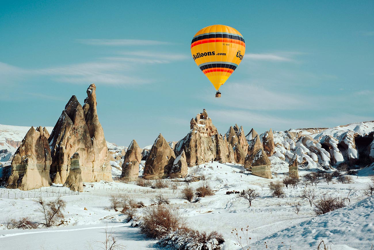 Cappadocia Fairy Chimneys and Balloon Winter