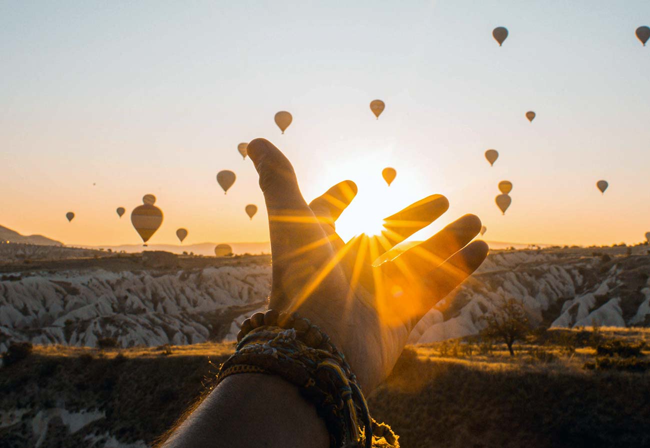 Cappadocia Sunset Landscape With Hand