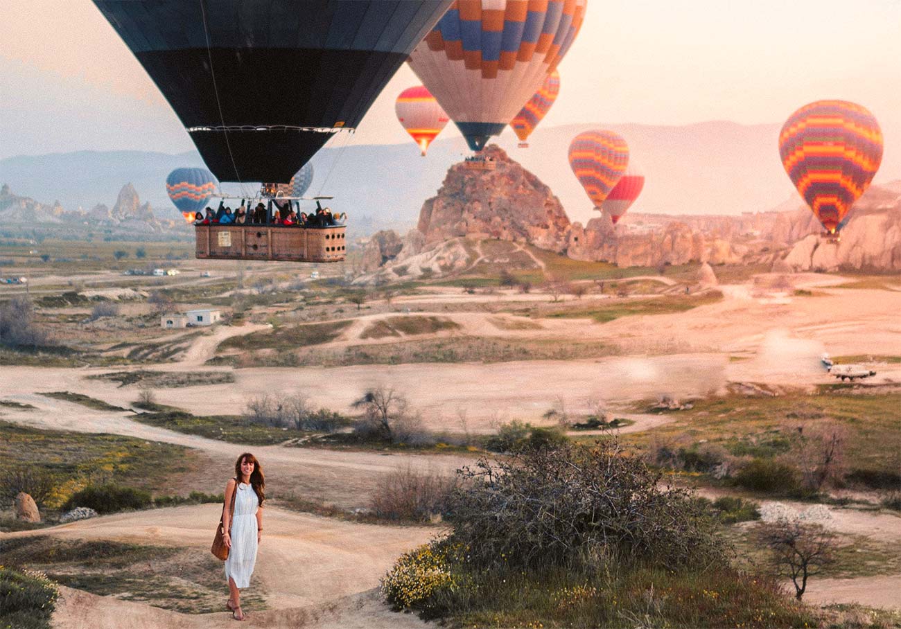 Cappadocia Valley Balloons and Woman