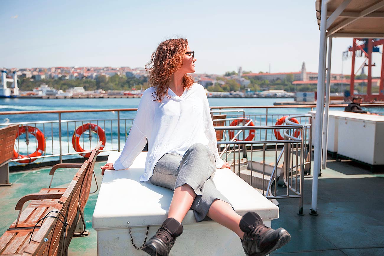 Female Tourist in Bosphorus Ferry