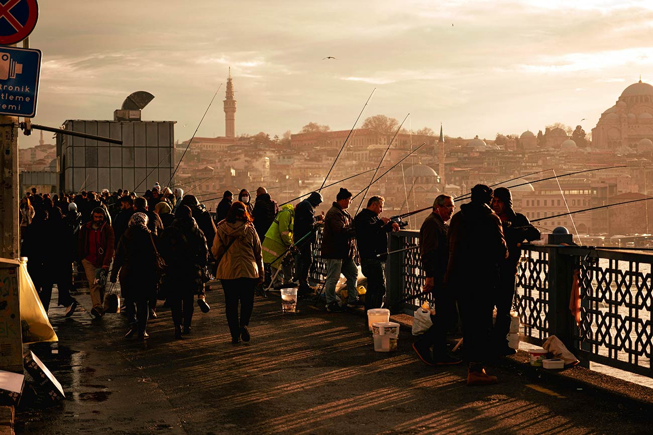 Galata Bridge People and Fishing