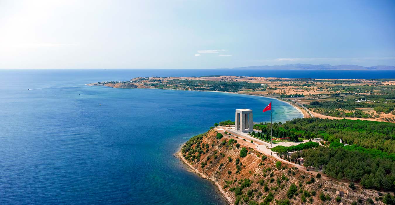 Gallipoli Peninsula Where Canakkale Land, Martyrs Monument and Sea