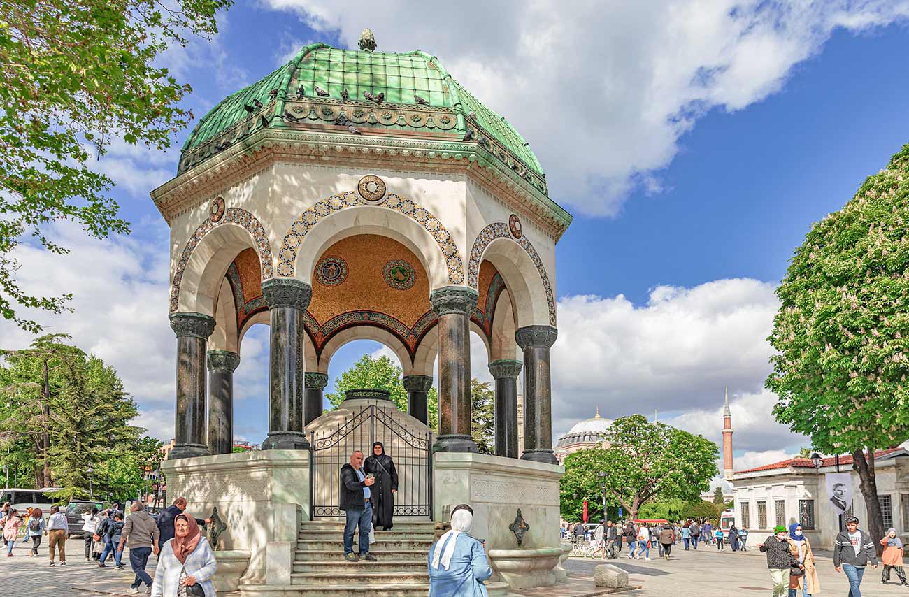 German Fountain and People