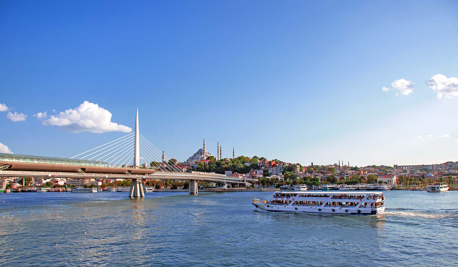 Golden Horn Halic Bridge and Istanbul Landscape