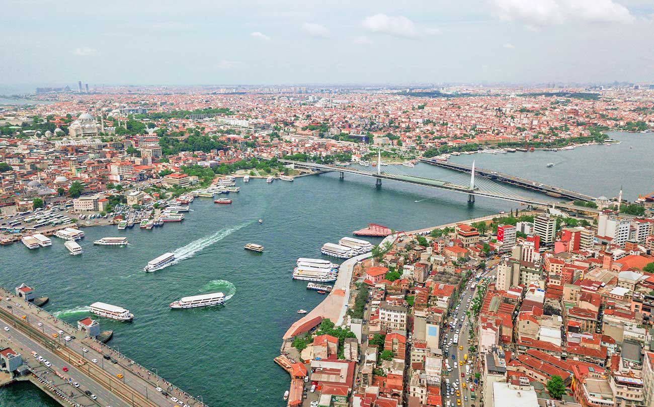 Golden Horn Halic and Istanbul Aerial View