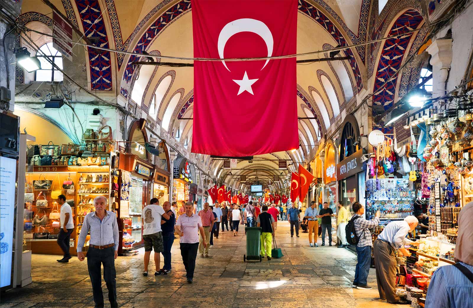 Grand Bazaar and Turkish Flag