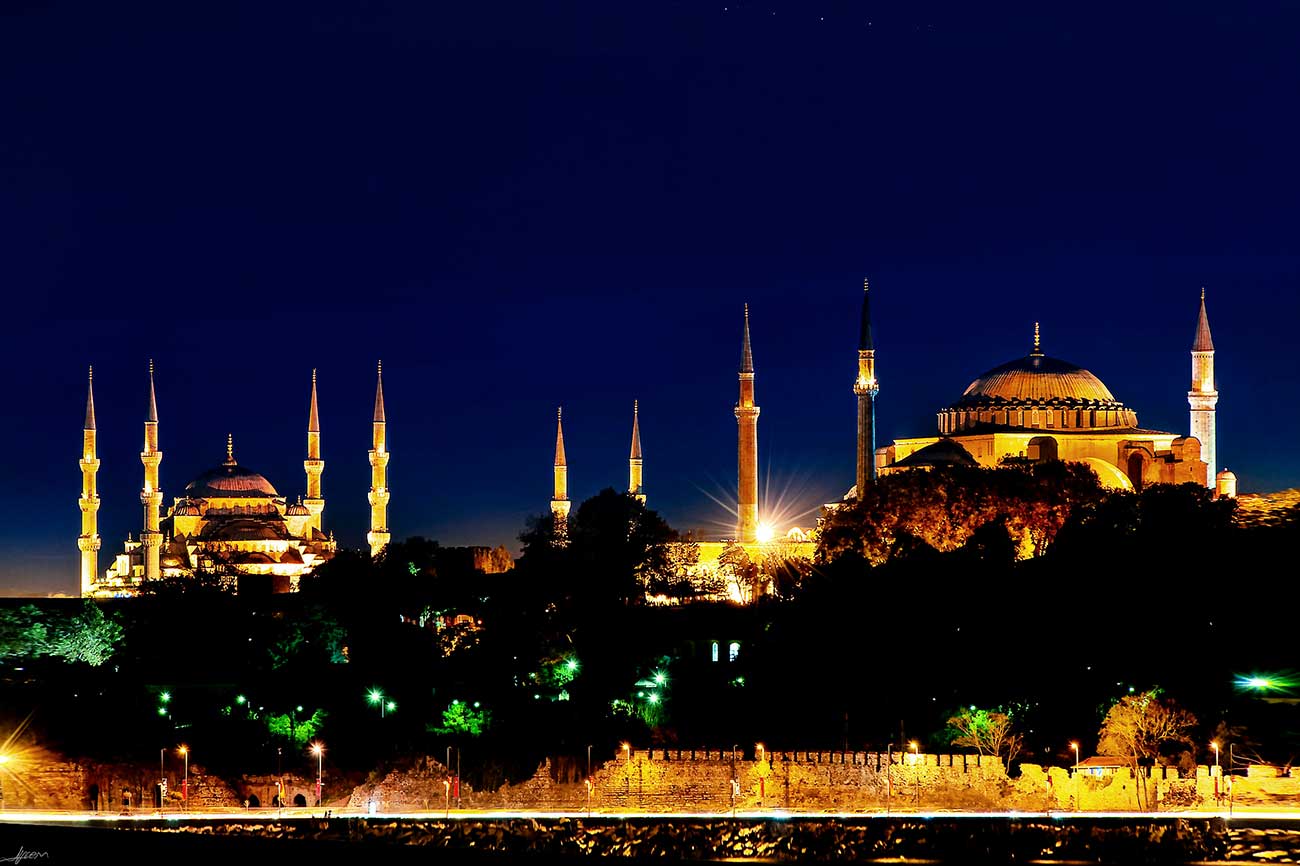 Hagia Sophia and Blue Mosque at Night