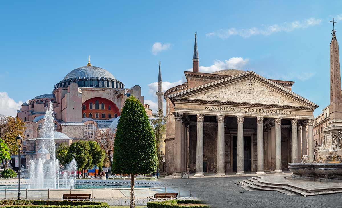 Hagia Sophia and Pantheon Outside View