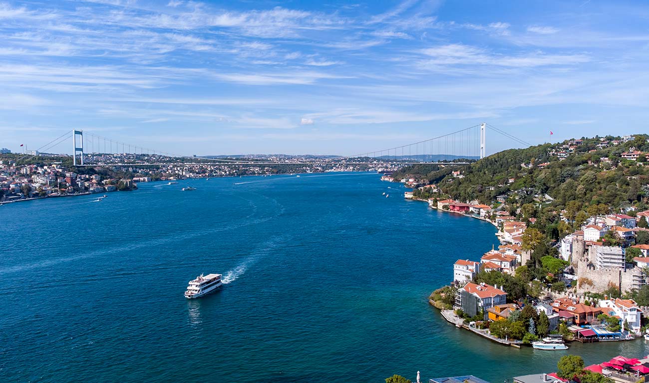 Istanbul Bospgorus and Ferry (Cruise) Aerial View