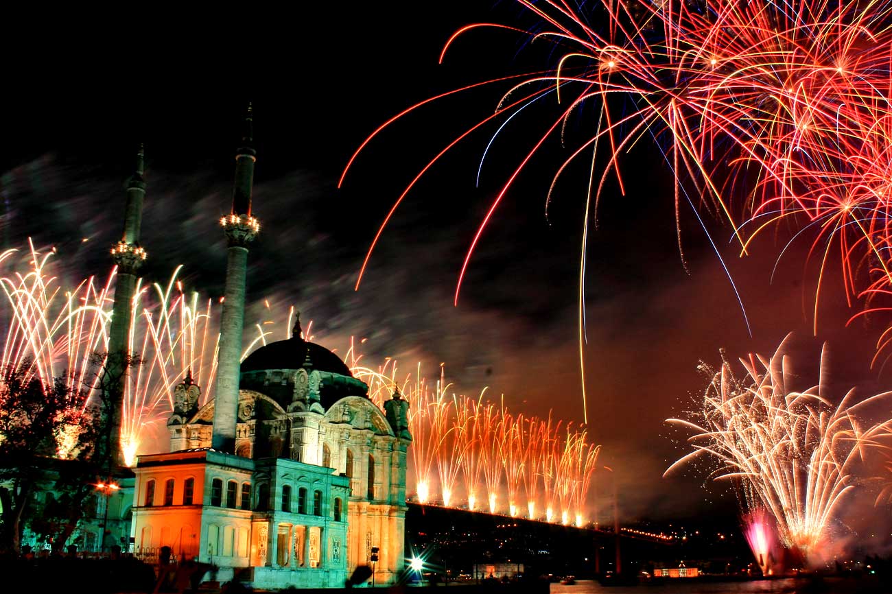 Istanbul Bosphorus Firework at Night