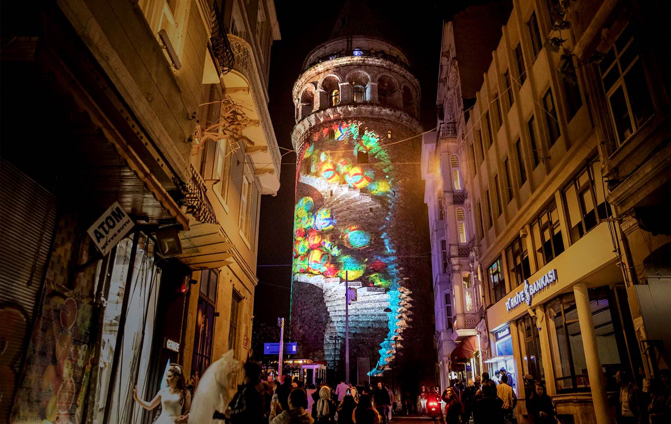 Istanbul Galata Tower Night Art