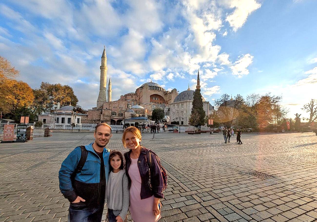 Istanbul Hippodrome Square and Tourist Family