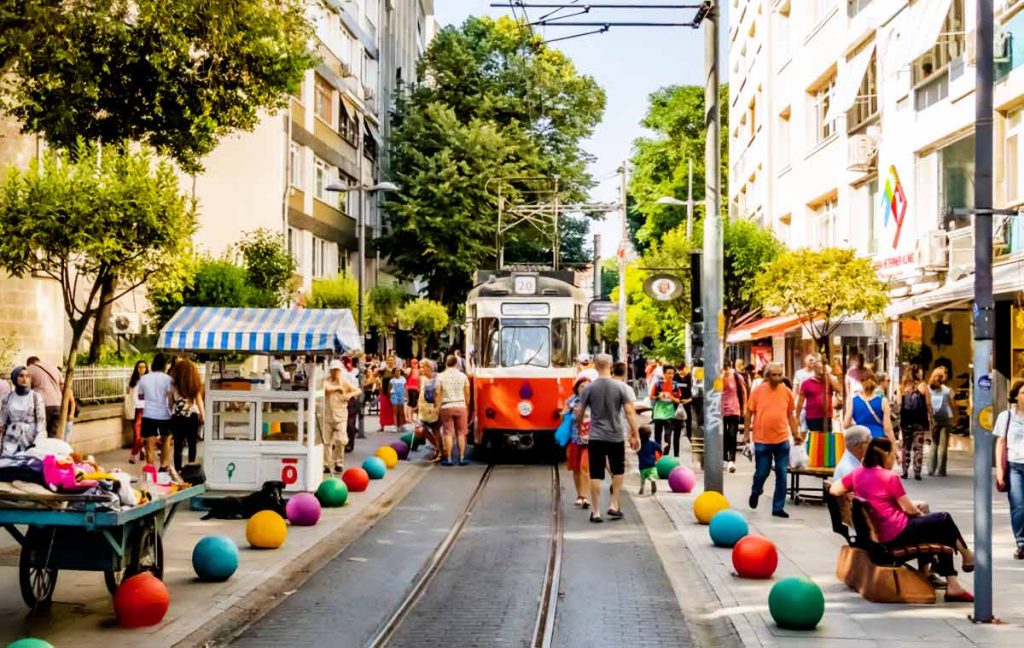 Istanbul Kadikoy Street and Tram
