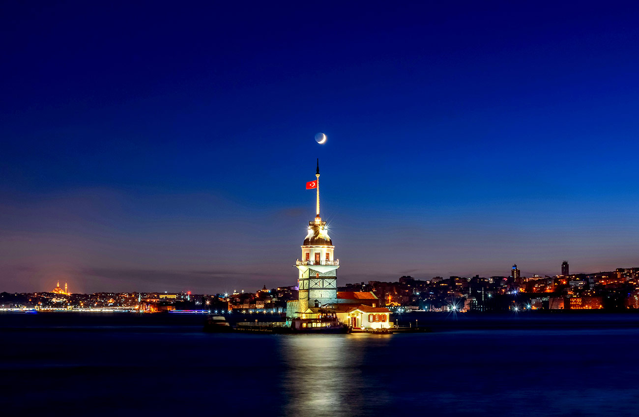 Istanbul Maiden Tower at Night