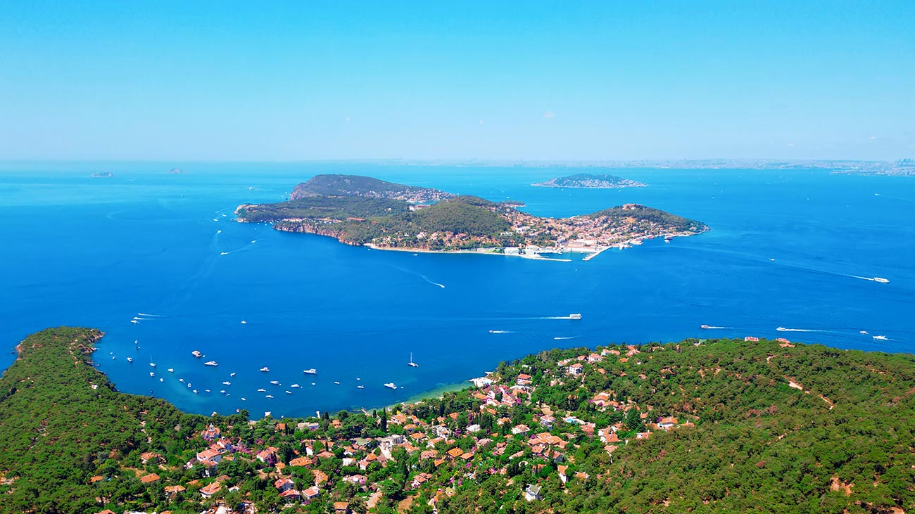 Istanbul Marmara Sea Princes' Islands Kinaliada Aerial Drone View