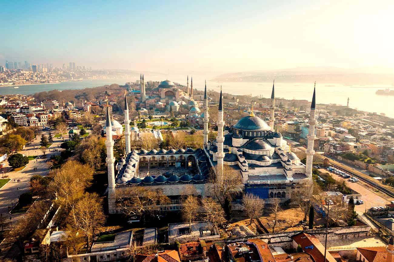 Istanbul Old City View Sultanahmet Mosque and Hagia Sophia