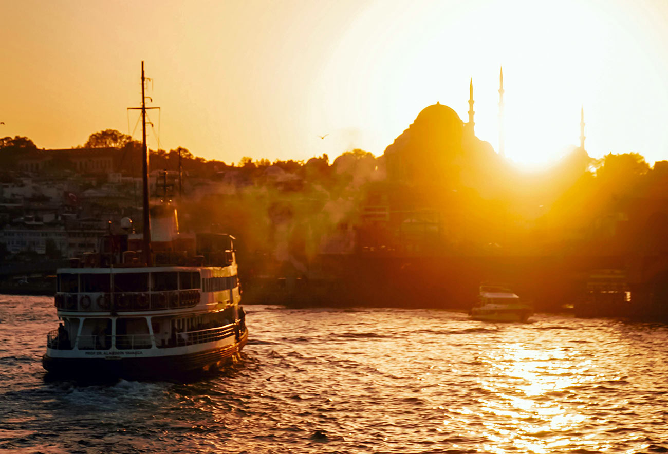 Istanbul Sunset Ferry and Mosque