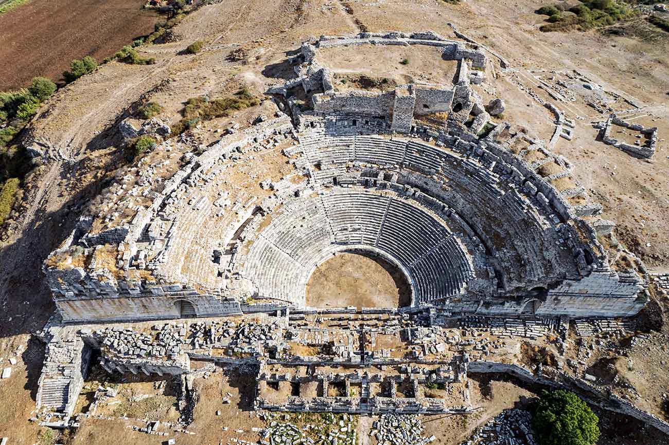 Miletus Ancient City and Theater Aerial View