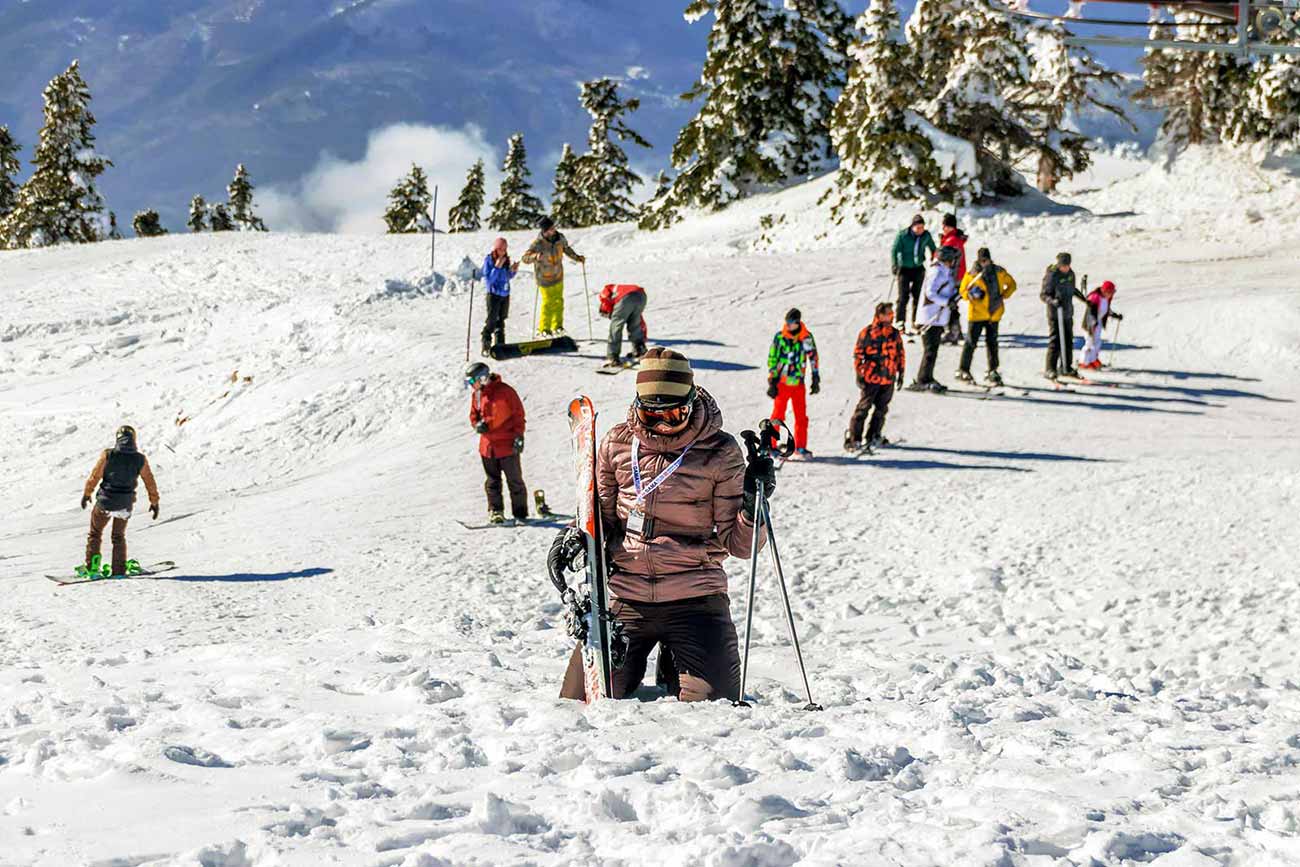 People Skiing and Snowboarding in Turkey