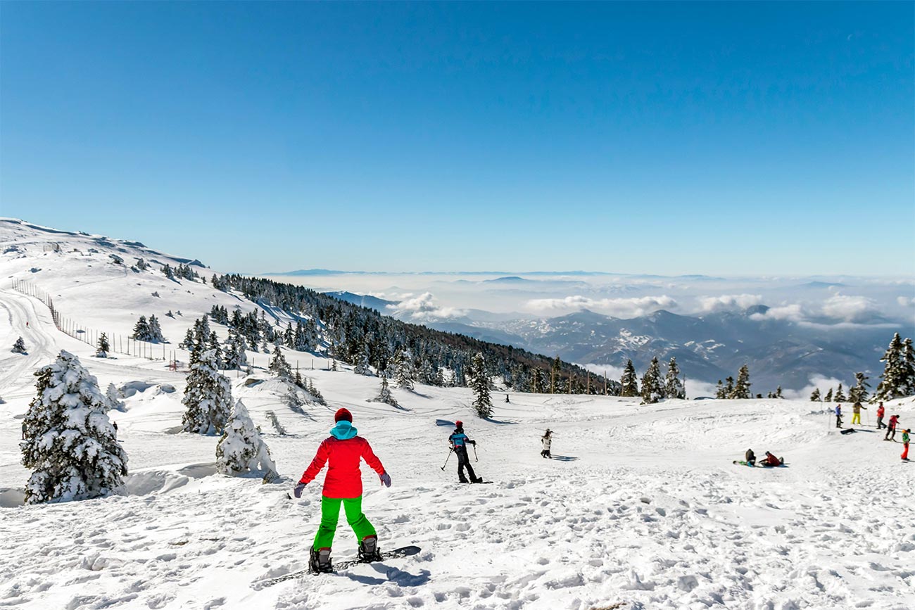 People Skiing and Snowboarding in Uludağ, Türkiye