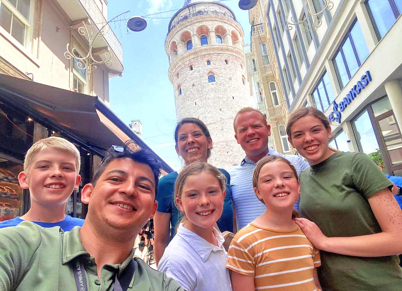 Tourist Guide and Tourist Family in Beyoglu Galata