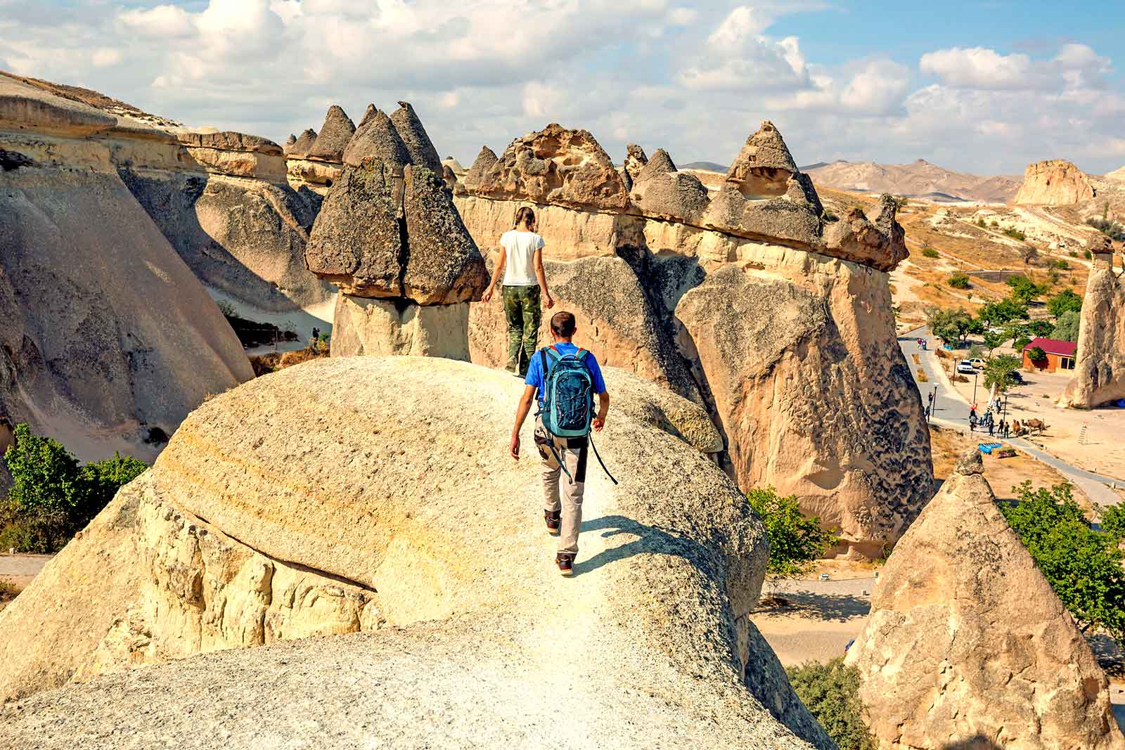 Tourist Hiking in Cappadocia, Turkey