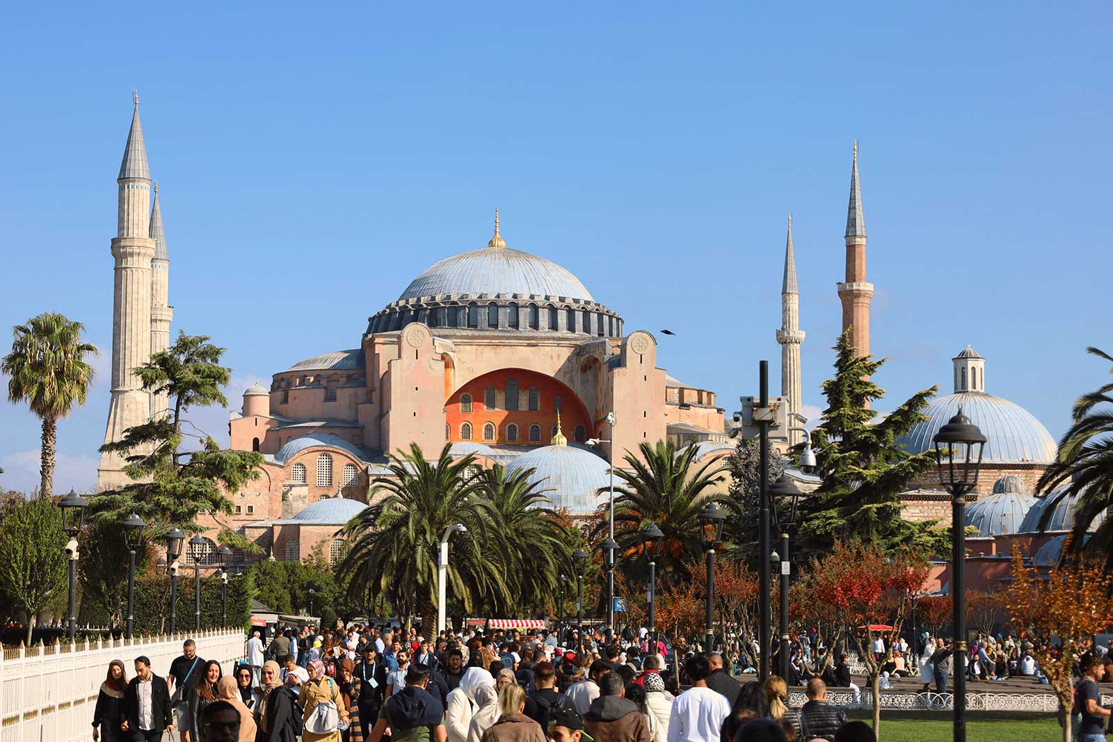 Tourist and Hagia Sophia