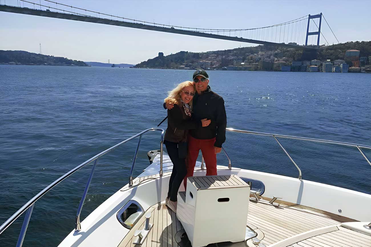 Tourist and Istanbul Bosphorus Bridge in Private Yacht