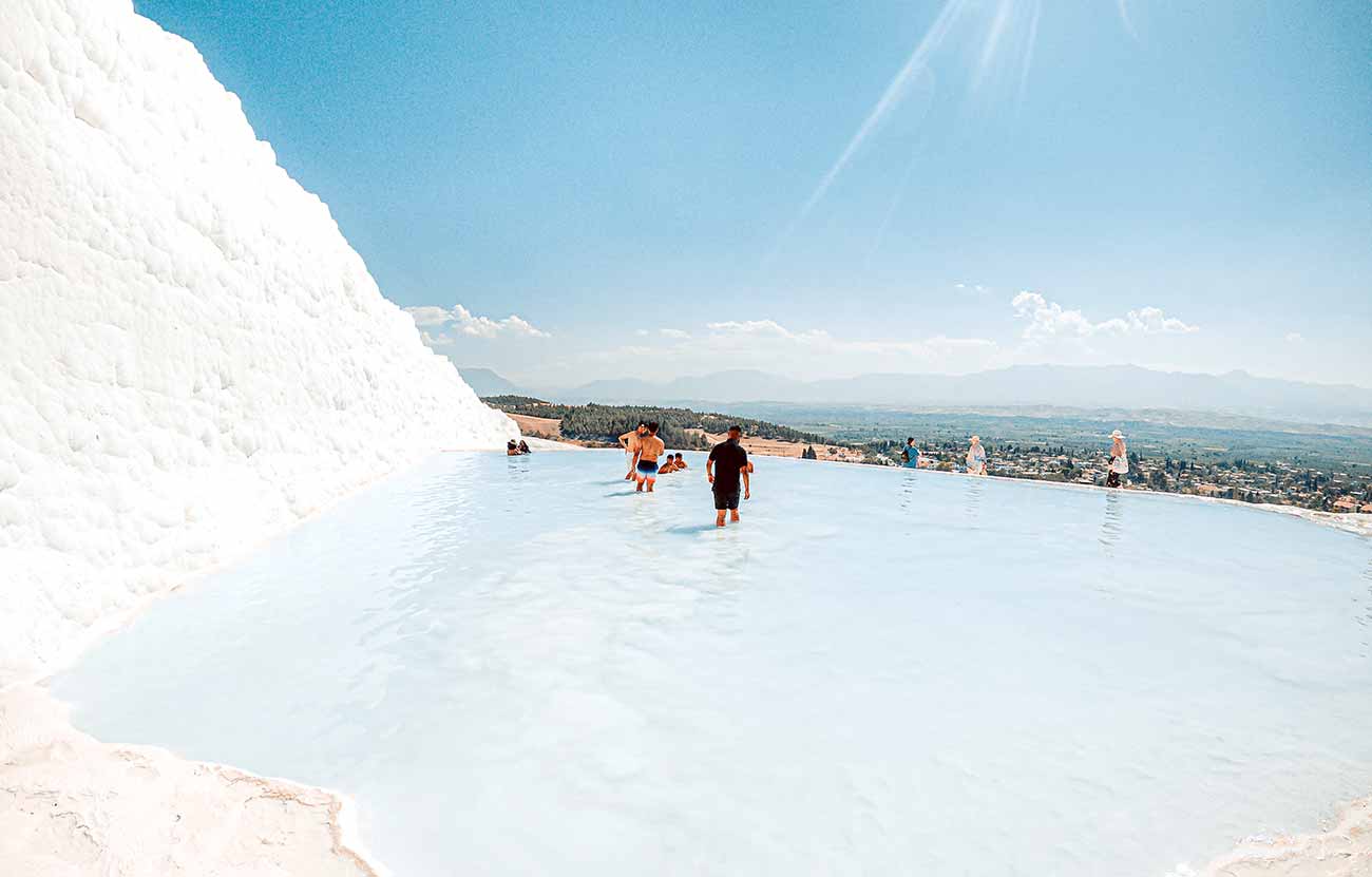 Tourist in Pamukkale Thermal Pools