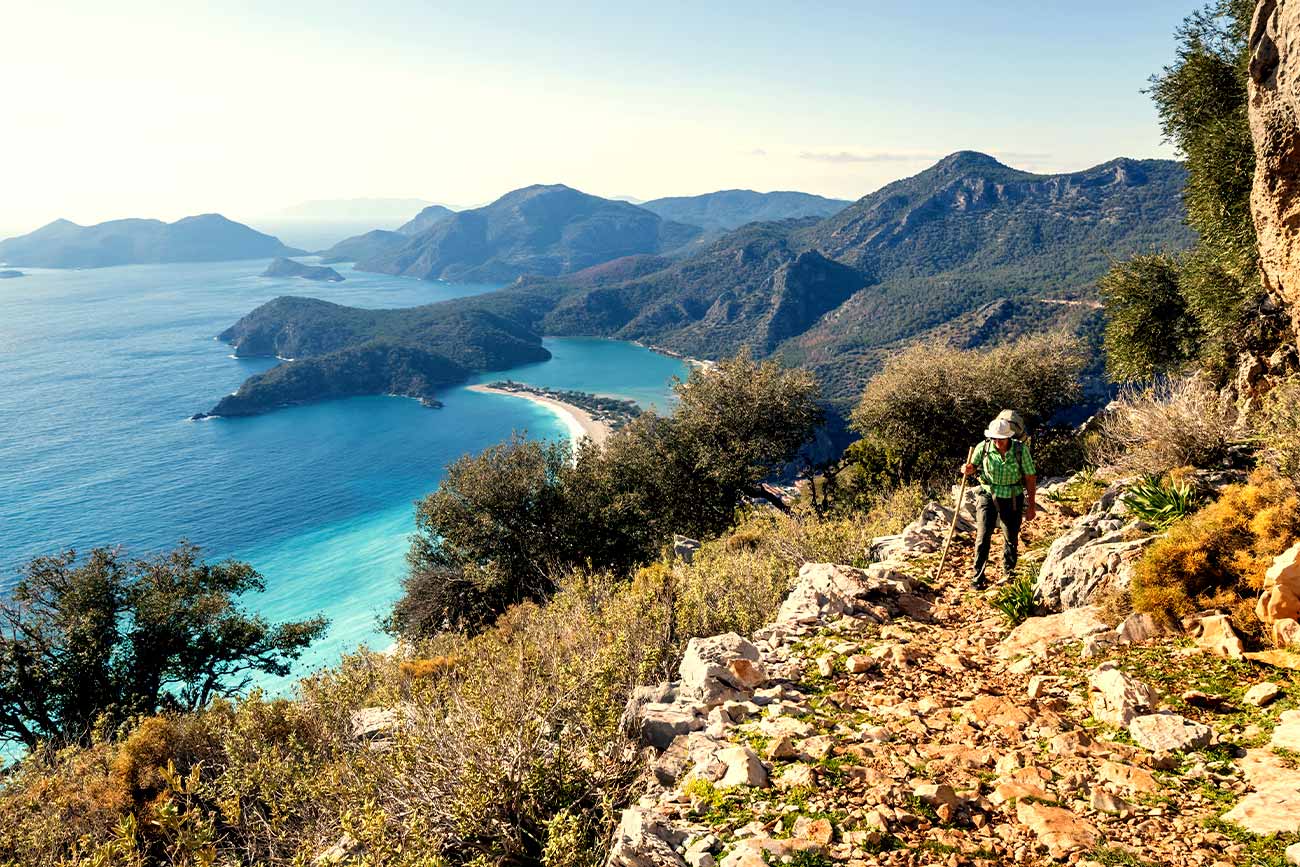 Turkey Lycian Way, Beautiful Nature Landscapes and Hiker Man