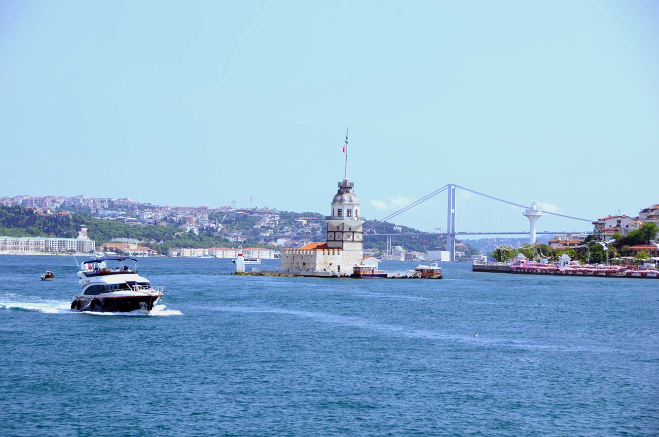 Yacht and Istanbul Bosphorus view